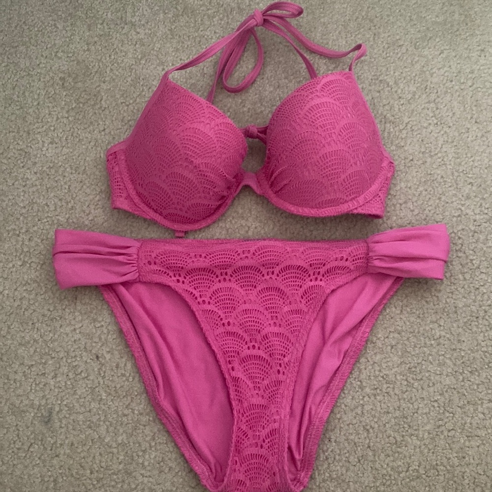 Aerie Pink Crochet Bikini
